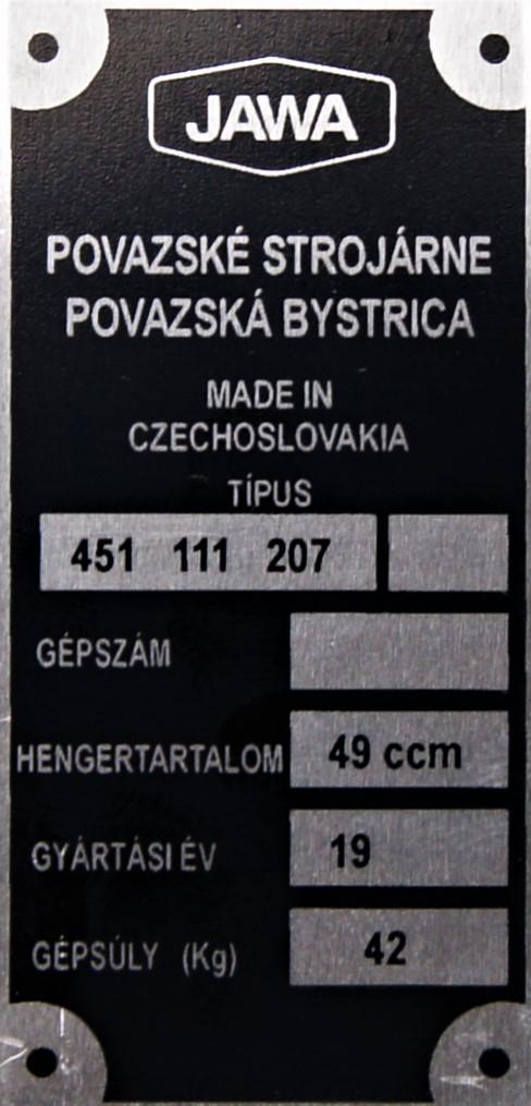 Ostatní Výrobní štítek BABETTA 207