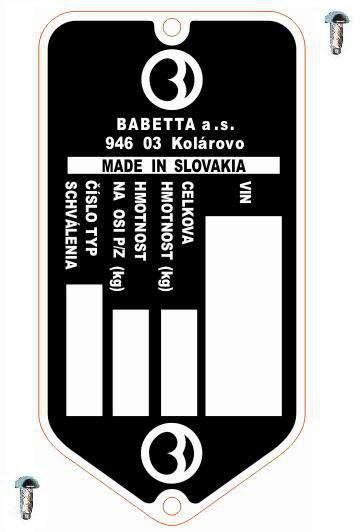 MOTOMAX, s.r.o. Výrobní štítek s nýty  BABETTA  *M