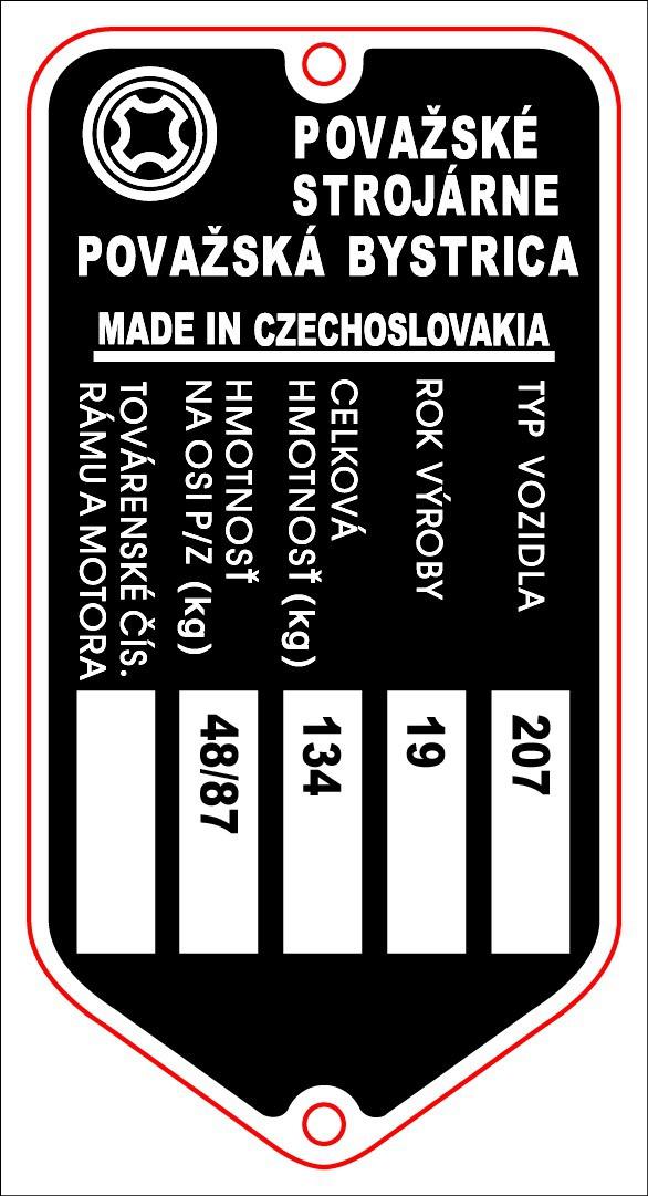 MOTOMAX, s.r.o. Výrobní štítek s nýty  BABETTA 207  *M Povážské