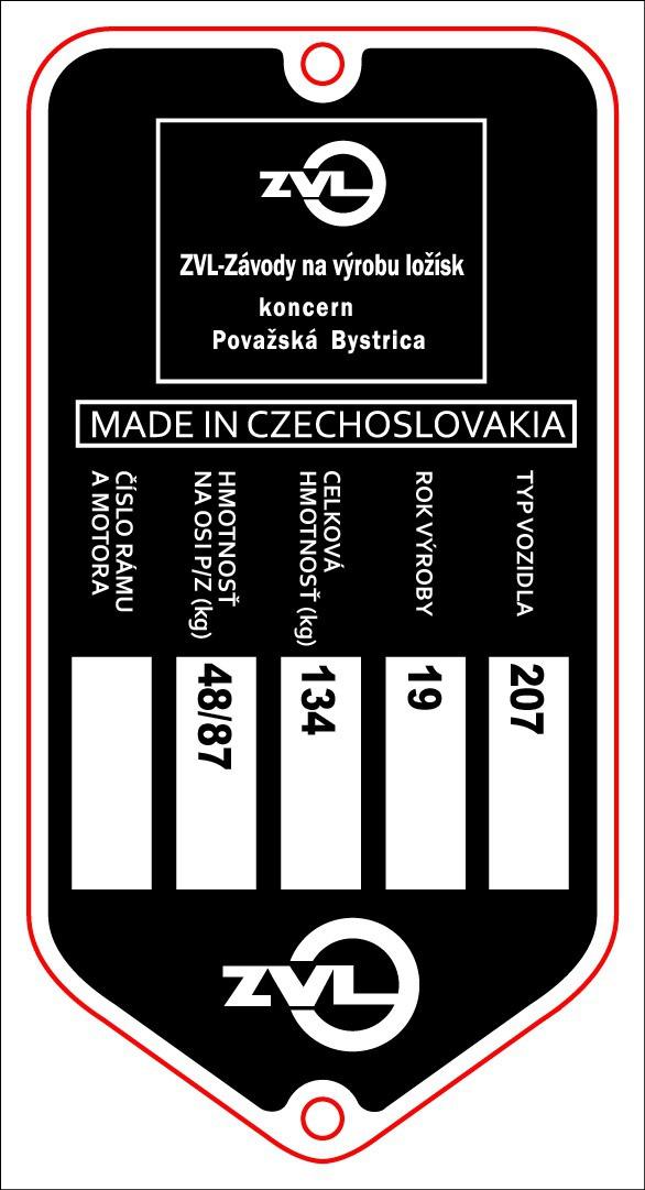 MOTOMAX, s.r.o. Výrobní štítek s nýty  BABETTA 207  ZVL  *M
