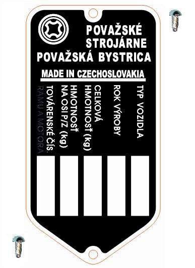MOTOMAX, s.r.o. Výrobní štítek s nýty  BABETTA, JAWA 50 - 20, 21, 23 MUSTANG  *M