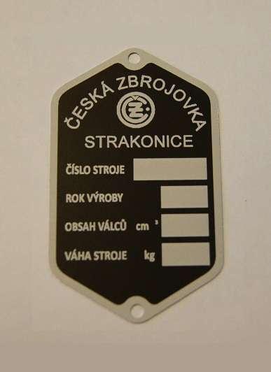 Ostatní Výrobní štítek s nýty  ČZ125/150 C