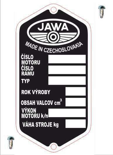Ostatní Výrobní štítek s nýty  JAWA