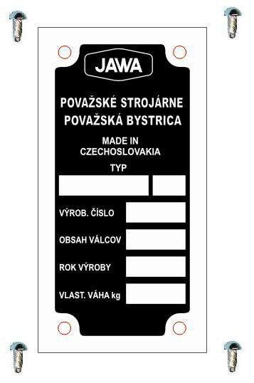MOTOMAX, s.r.o. Výrobní štítek s nýty  JAWA  *M