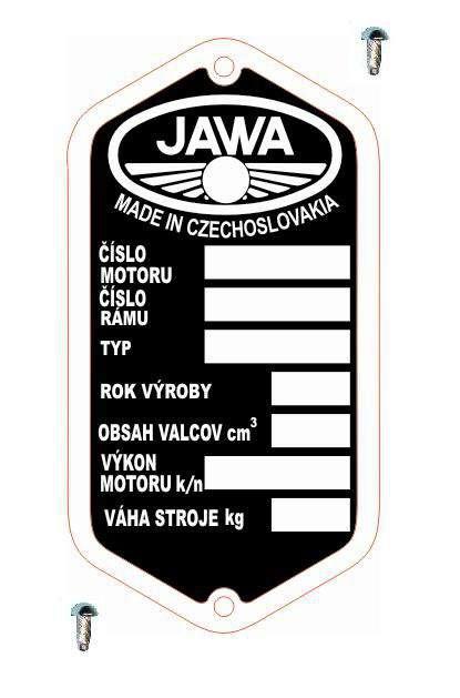 Ostatní Výrobní štítek s nýty  JAWA LIBEŇÁK