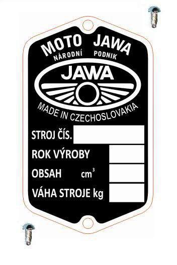 Ostatní Výrobní štítek s nýty  JAWA PÉRÁK typ 11, 18 Komunista