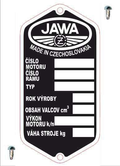 Ostatní Výrobní štítek s nýty  JAWA/ČZ
