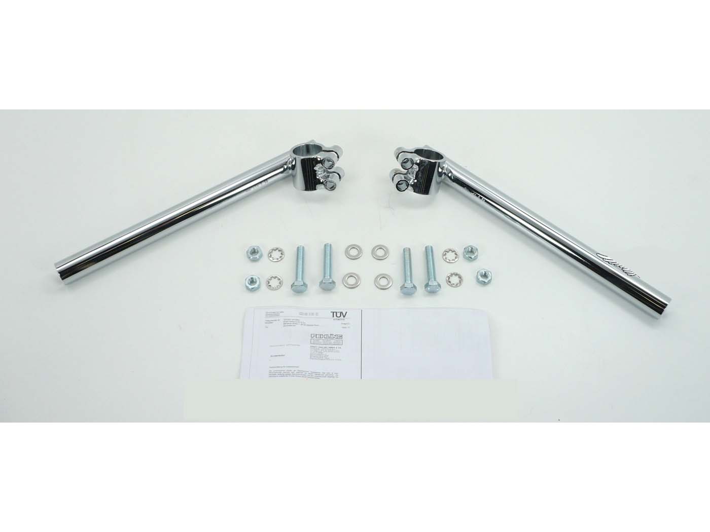 Řídítka Fehling stub sada 33 mm upnutí, šířka 265 mm, průměr 22 mm pro Zündapp, Kreidler, Hercules, Puch, KTM, DKW, Moped, Mokick, motocykl, KKR MG00000264