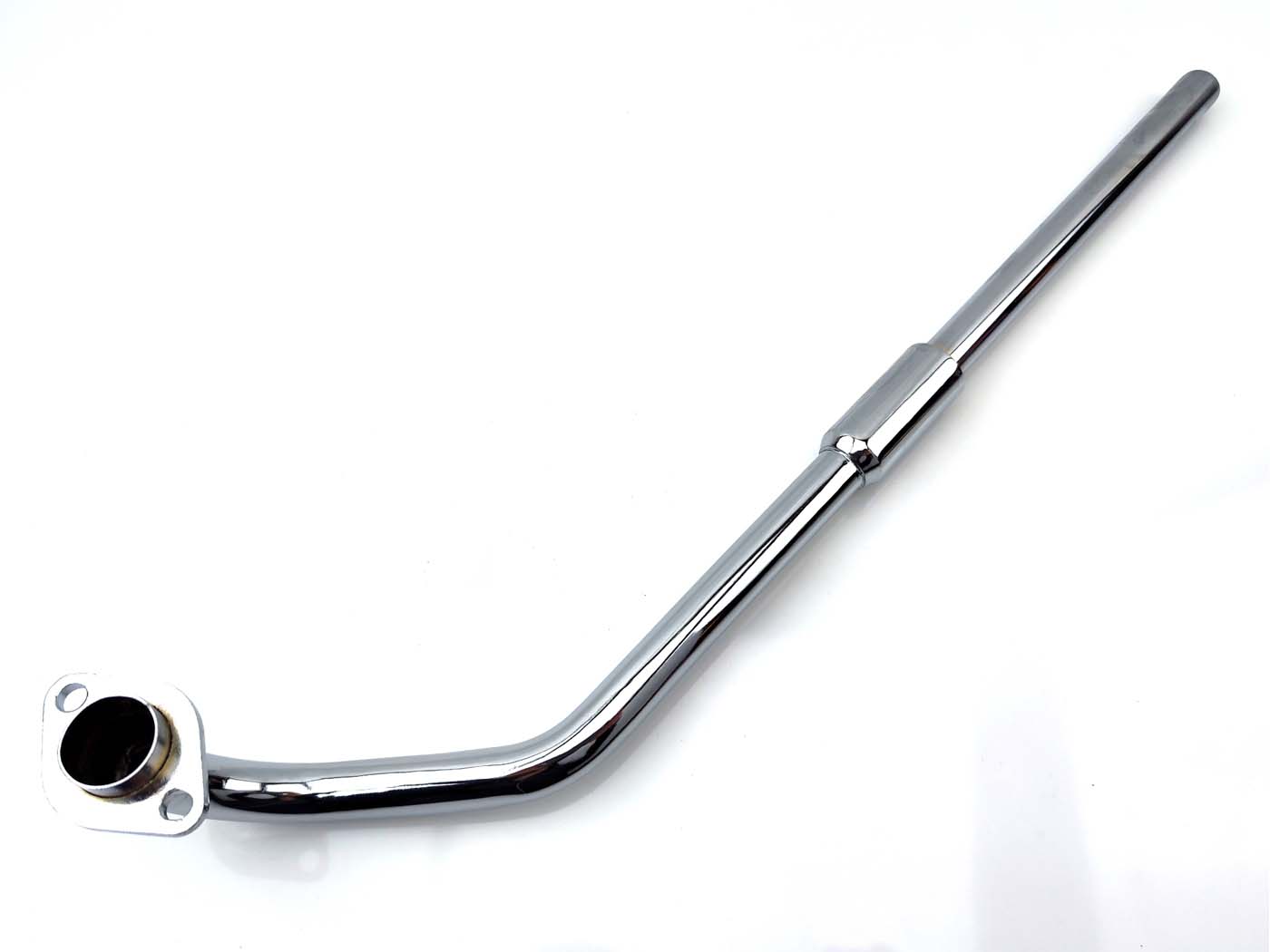 Diverse / Import Příruba 26 mm připojení na válec, 28 mm připojení na výfuk, levá, chrom, pro Hercules, Prima MG00001146