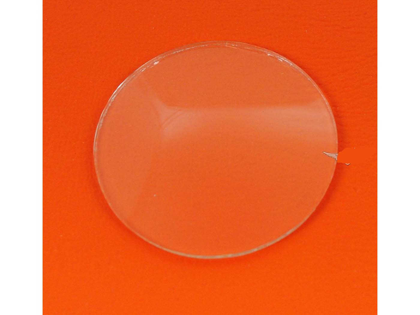 Diverse / Import Sklo tachometru, zakřivené, vnější průměr cca 45,5 mm, tloušťka 2 mm, pro Hercules Prima, M, 220, 219, Kreidler Flory, MF, MP, Simson Schwalbe, Zündapp Bergsteiger, Combinette. MG00081308