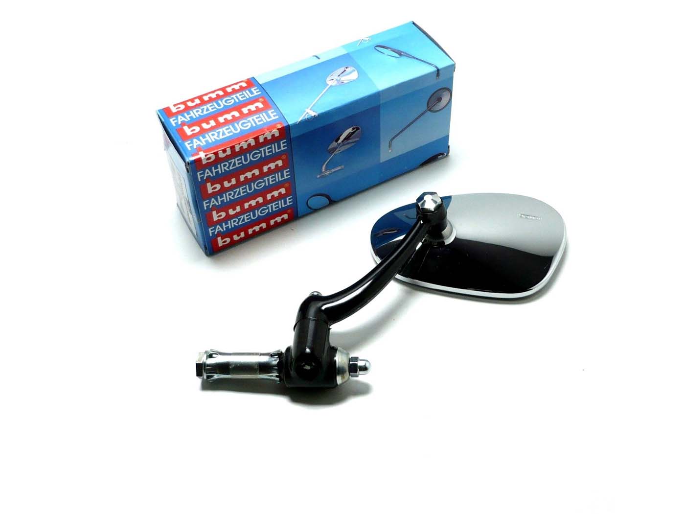 bumm Zrcátko bumm, plastové otočné rameno, levé, pro Zündapp, Hercules, Kreidler, Miele, DKW, NSU, Gritzner, Puch, Piaggio skútr MG00000129