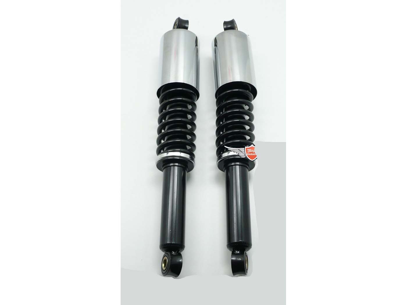 Diverse / Import Sada tlumičů černá/chrom 360 mm, oka 8 mm/10 mm, pružina 7 mm pro Puch, Monza, Moped, Moped, Mokick MG00002581