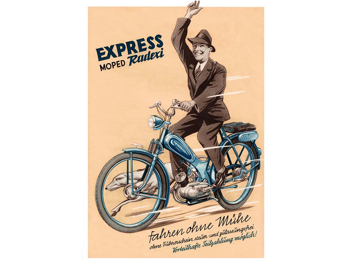 Diverse / Import Reklamní plakát moped 42 cm 29 cm pro Express Radexi 1 MG00086465