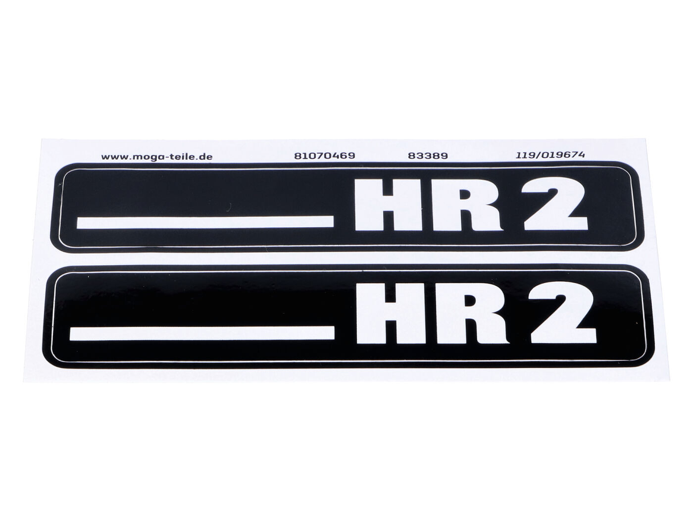 Sada samolepek MOGA 2 kusy 105 mm x 21 mm (výška) pro Hercules Hobby Rider HR MG00083389