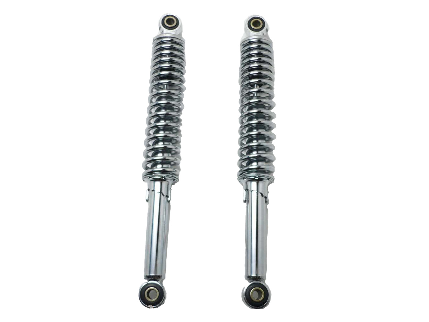 MKX Tlumič pérování chrom 360 mm, 5polohově nastavitelný, 10 mm s plastovým adaptérem na 8 mm pro Kreidler, Zündapp, Hercules, Puch MG00002568