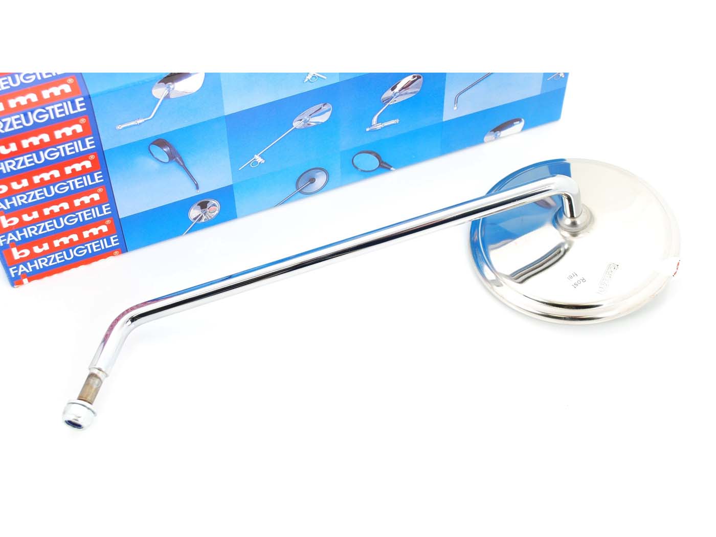 Zrcátko bumm nerezové levé M8 110 mm pro Kreidler Florett RS, RMC, Hercules, Puch, Zündapp MG00000118