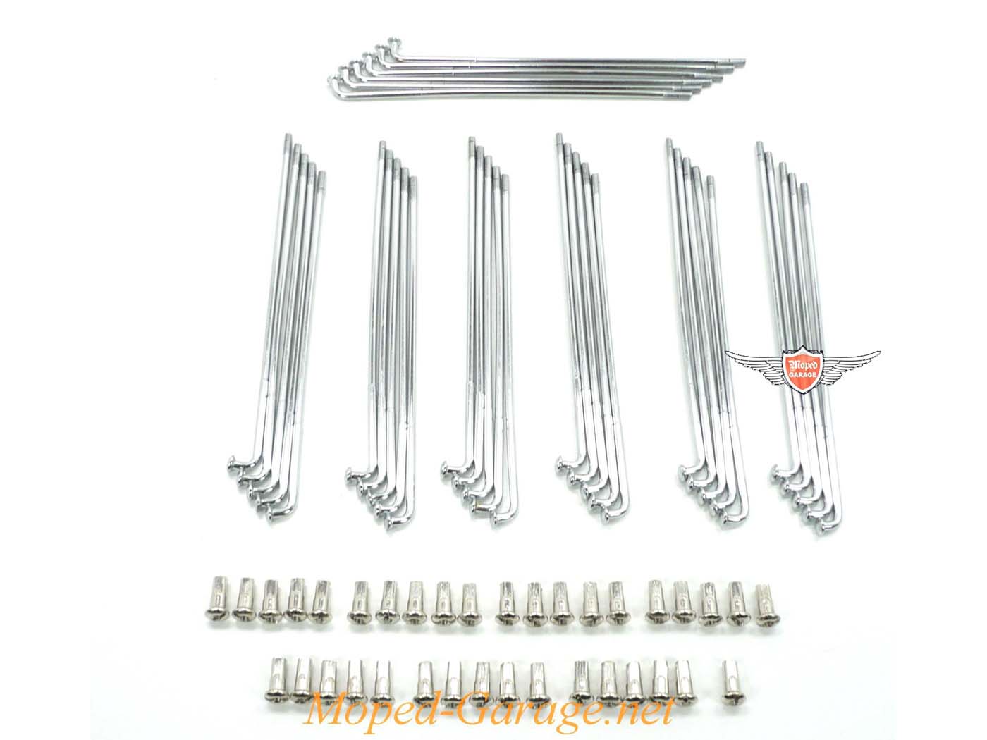 Diverse / Import Chromované dráty 151 mm, 3,18 mm, 90°, s niplem 3,47 mm, 36 kusů pro Kreidler, Florett RS, RMC MG00002198