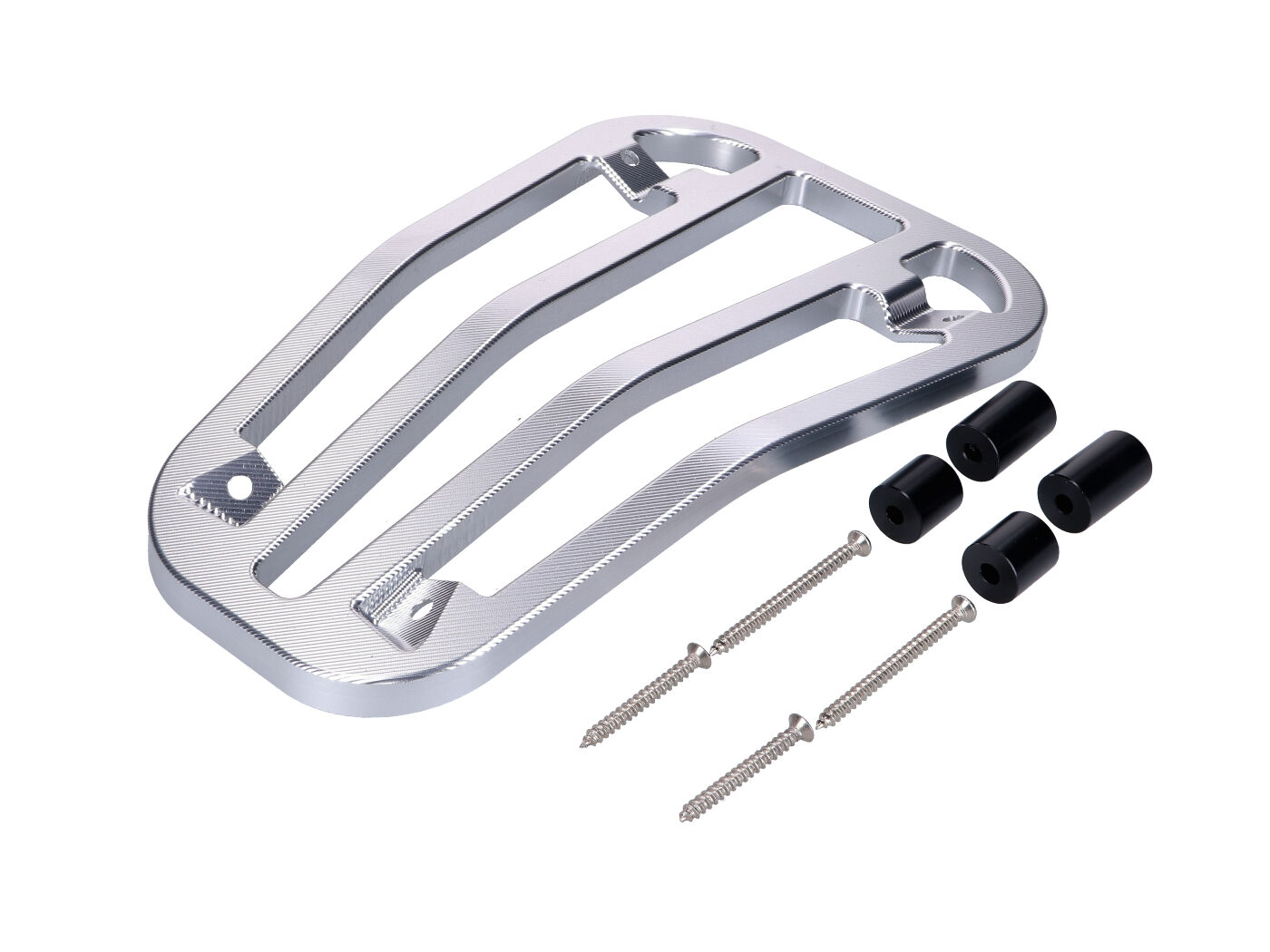 Moto Nostra Nosič top case / nosič zavazadel do průchozí části Moto Nostra, stříbrný, CNC, pro Vespa Primavera 50–150 ccm, Sprint 50–150 ccm MN4806MS