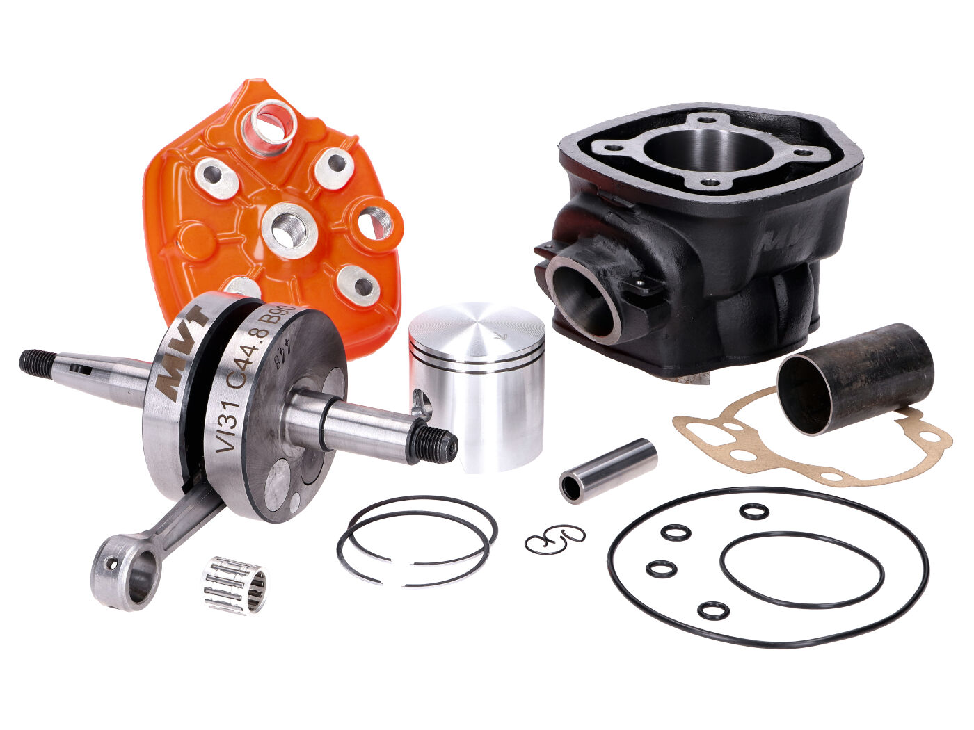 MVT Allumage Big Bore sada válce MVT Iron Max s klikovou hřídelí se zdvihem 45 mm, pístní čep 13 mm, 90 ccm pro Minarelli AM6 MVT-IM113P