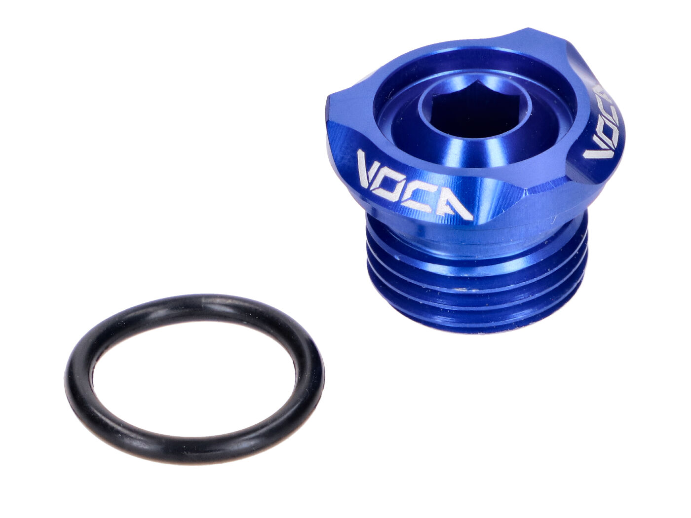 Voca Racing Plnicí zátka oleje VOCA V2 CNC modrá pro Derbi EBE, EBS, D50B VCR-SD9192.V2/BL