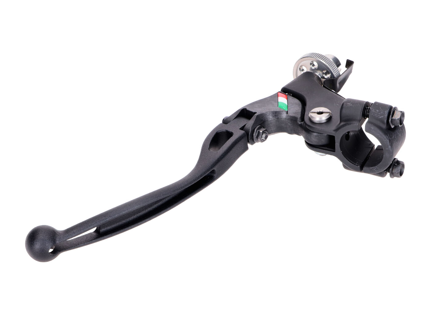 Domino Racing ovladač spojky pro řídítka 22 mm, levý, černý, 30 mm, se sklopnou páčkou pro lanko spojky 54117