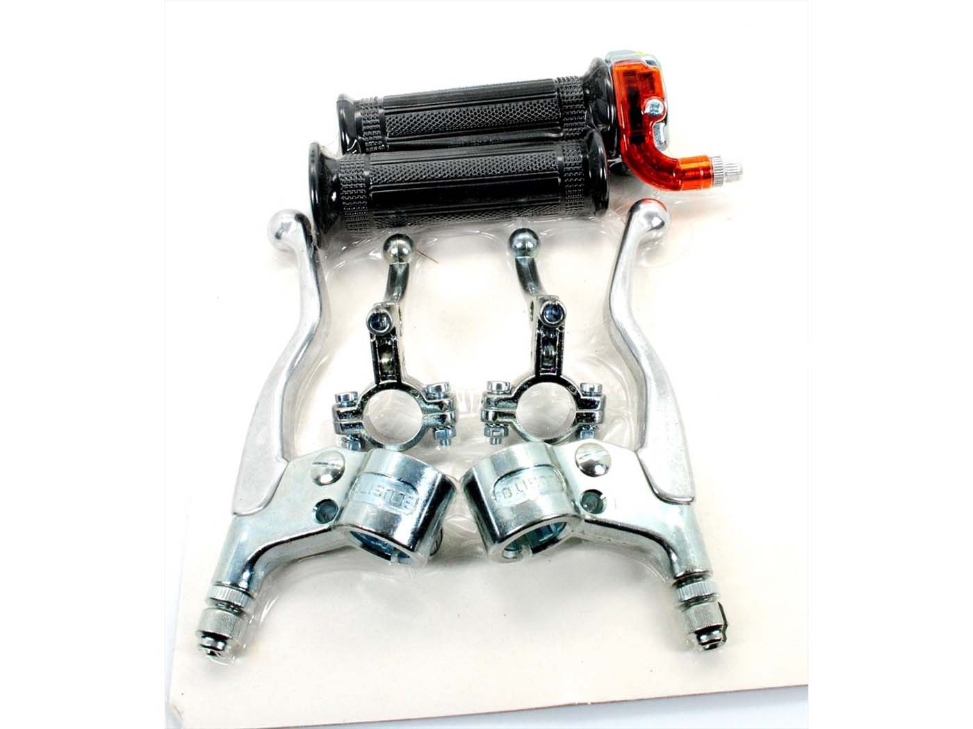 Plynová rukojeť LUSITO sada 22 mm černá stříbrná 145 mm pro Zündapp, Kreidler, Hercules, Puch, Simson, KTM, DKW, Rixe MG00077122