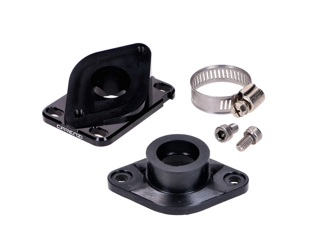 Sací příruba Carenzi 12–21 mm pro Minarelli AM6, Derbi, karburátor PWK PHBG/PHVA 54444