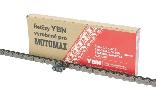 MOTOMAX, s.r.o. Řetěz 1/2 x 3/16 - 120 článků, YBN-MOTOMAX S415H + spona, STADION, JAWETTA, KORADO  *M