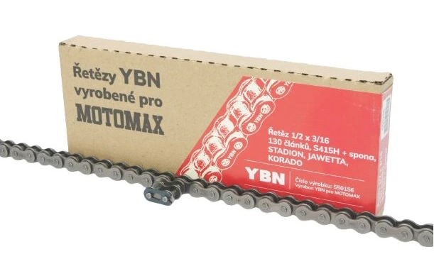 MOTOMAX, s.r.o. Řetěz 1/2 x 3/16 - 130 článků, YBN-MOTOMAX S415H + spona, STADION, JAWETTA, KORADO  *M