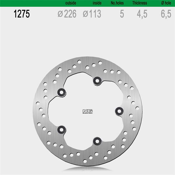 NG Brake Disc Brzdový kotouč NG, Peugeot Geopolis, Satelis 125 / 300 (zadní), 226mm NG1275
