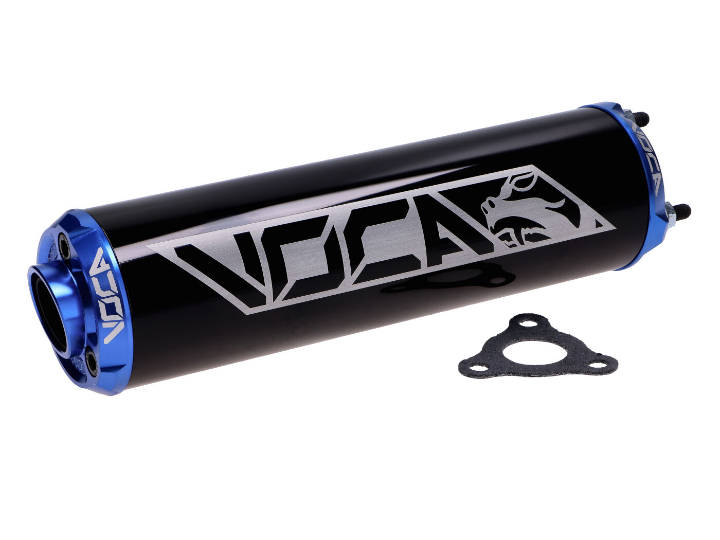 Zadní koncovka výfuku Voca Racing 60x200mm modrá 50-80cc pro D50B0, EBE050, EBS050, AM6 VCR-RD30400/BKBL