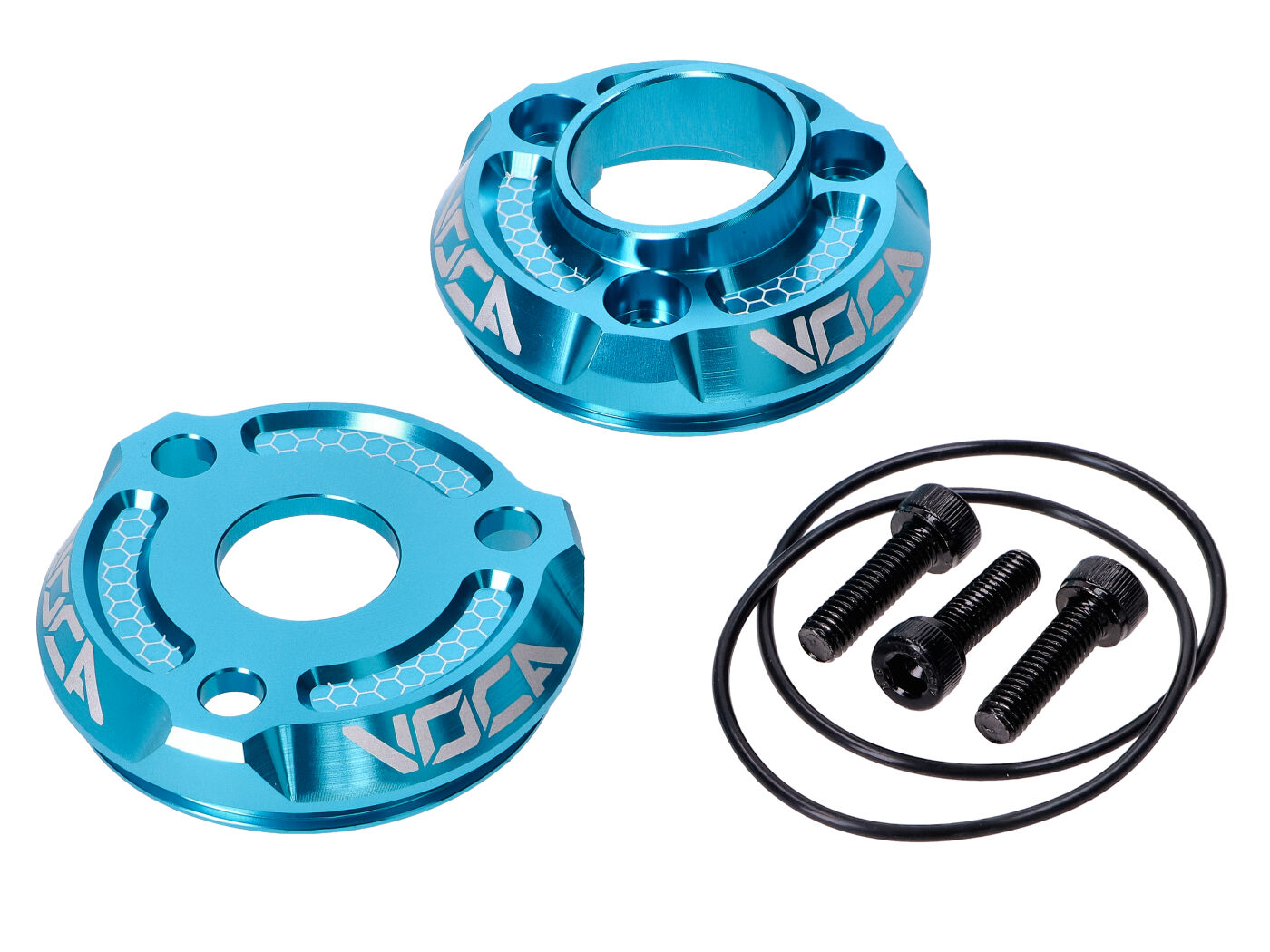 Koncovka zadního tlumiče výfuku Voca Racing tyrkysová VCR-RD304CNC/CY