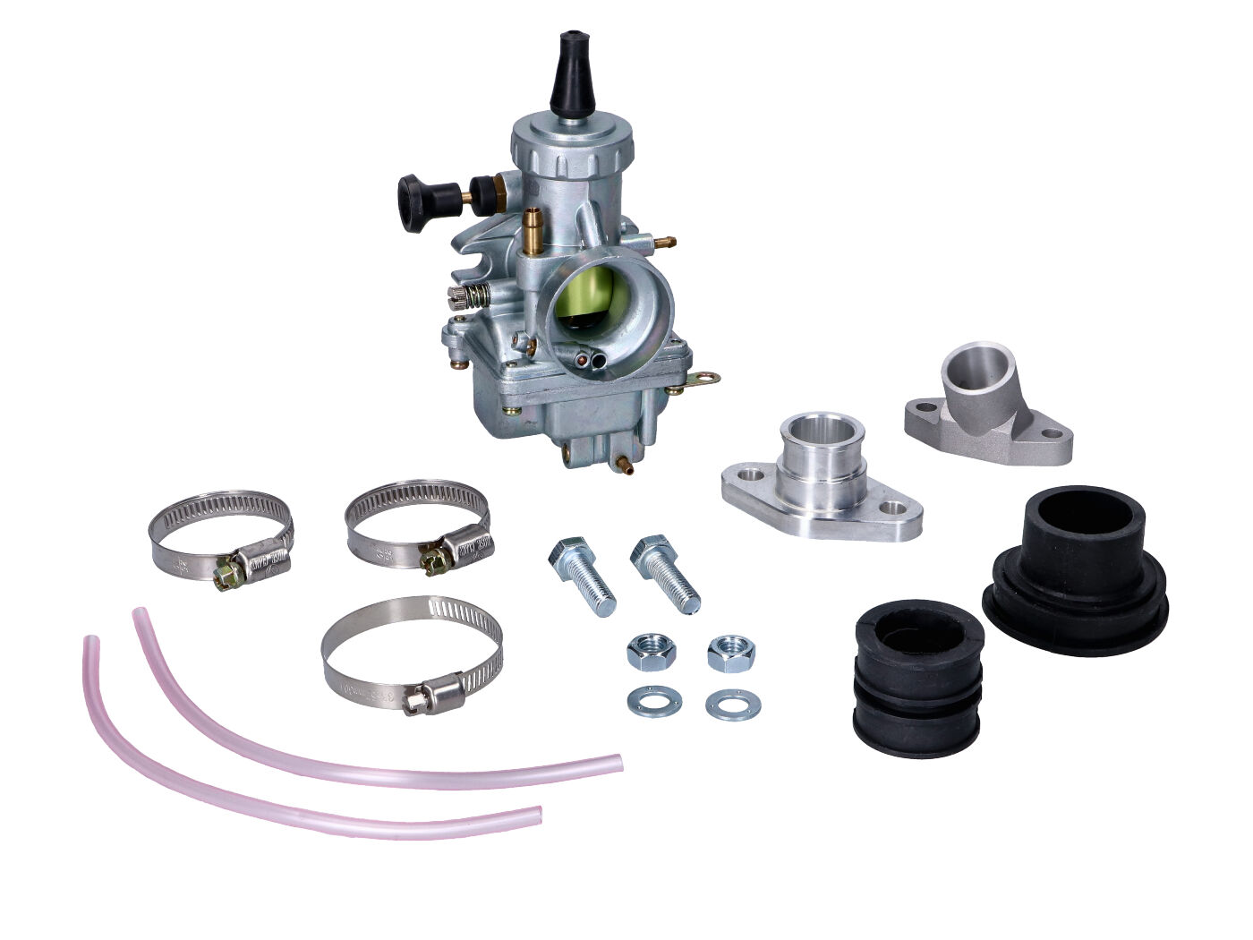 NTS Parts Karburátor 24 mm s přírubou sání a spojovací gumou pro Zündapp GTS 50, KS C 50 MG00061320