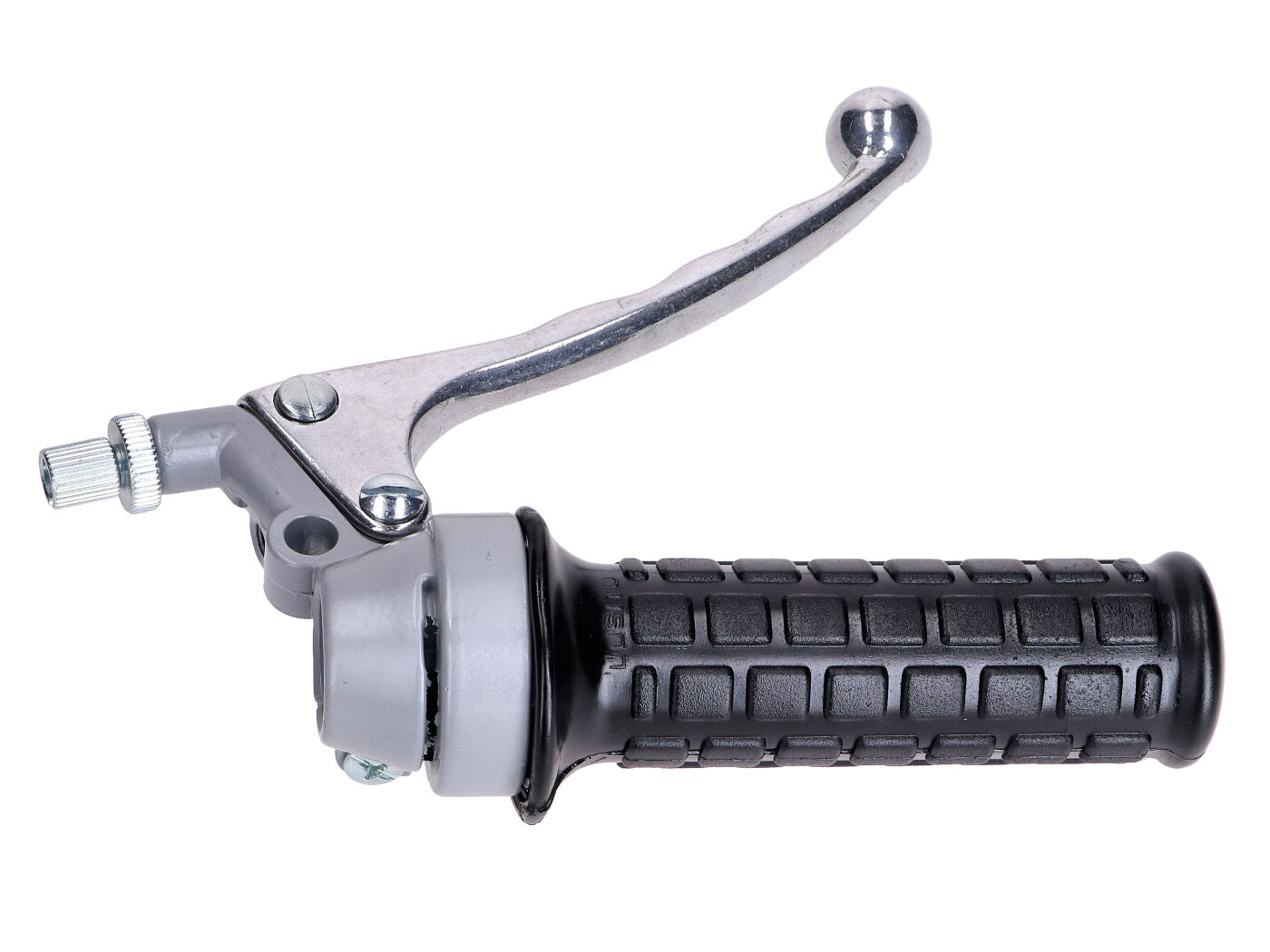 Diverse / Import Plynová rukojeť v šedé barvě s černým gumovým gripem a brzdovou páčkou pro Zündapp, Kreidler MG00000588