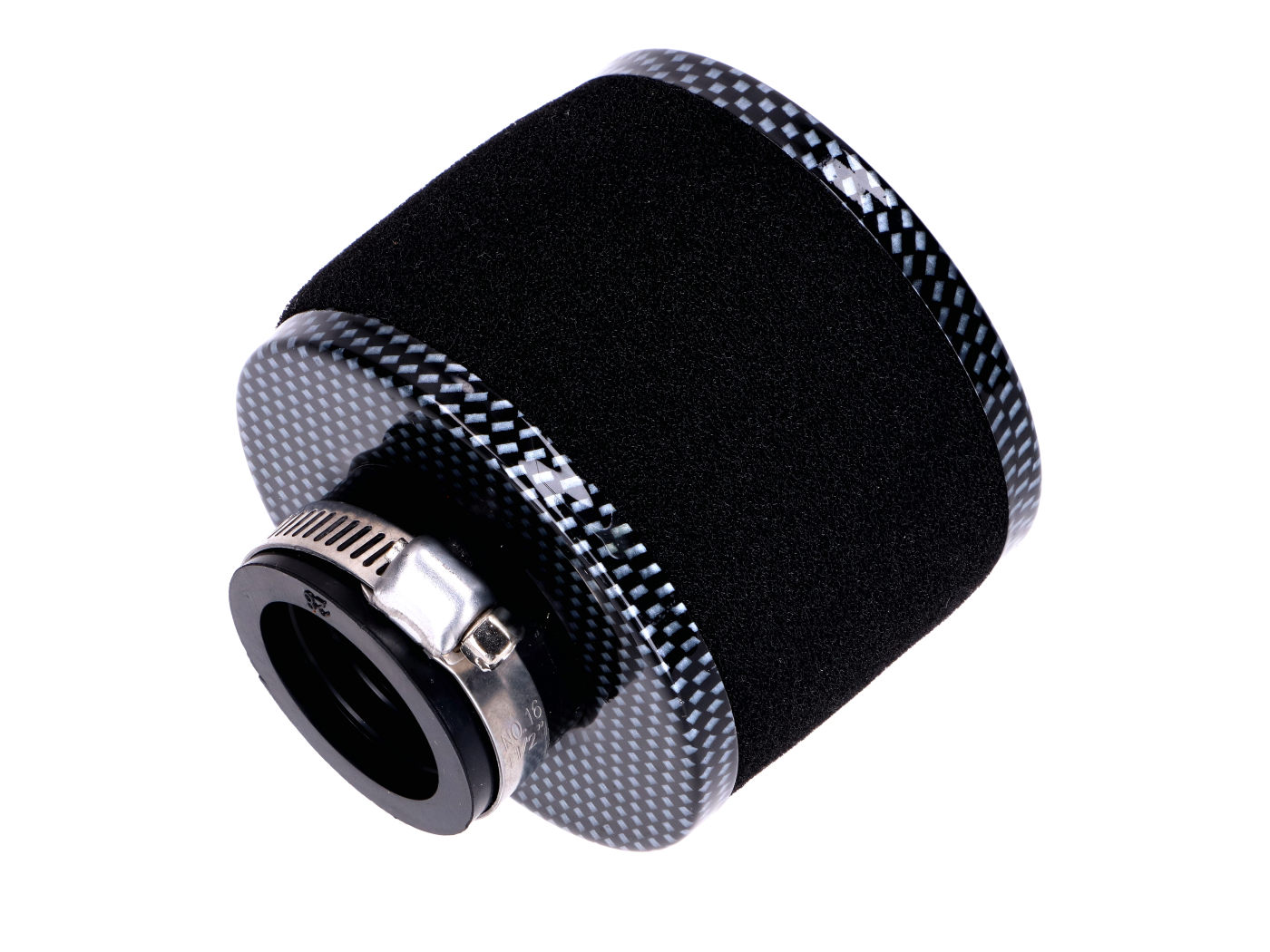 Diverse / Import Vzduchový filtr Powerfilter, pěnový, 28 mm, 75x80 mm, karbonový vzhled, rovný, pro Puch, Zündapp, Hercules, KTM, DKW, Simson MG00061114