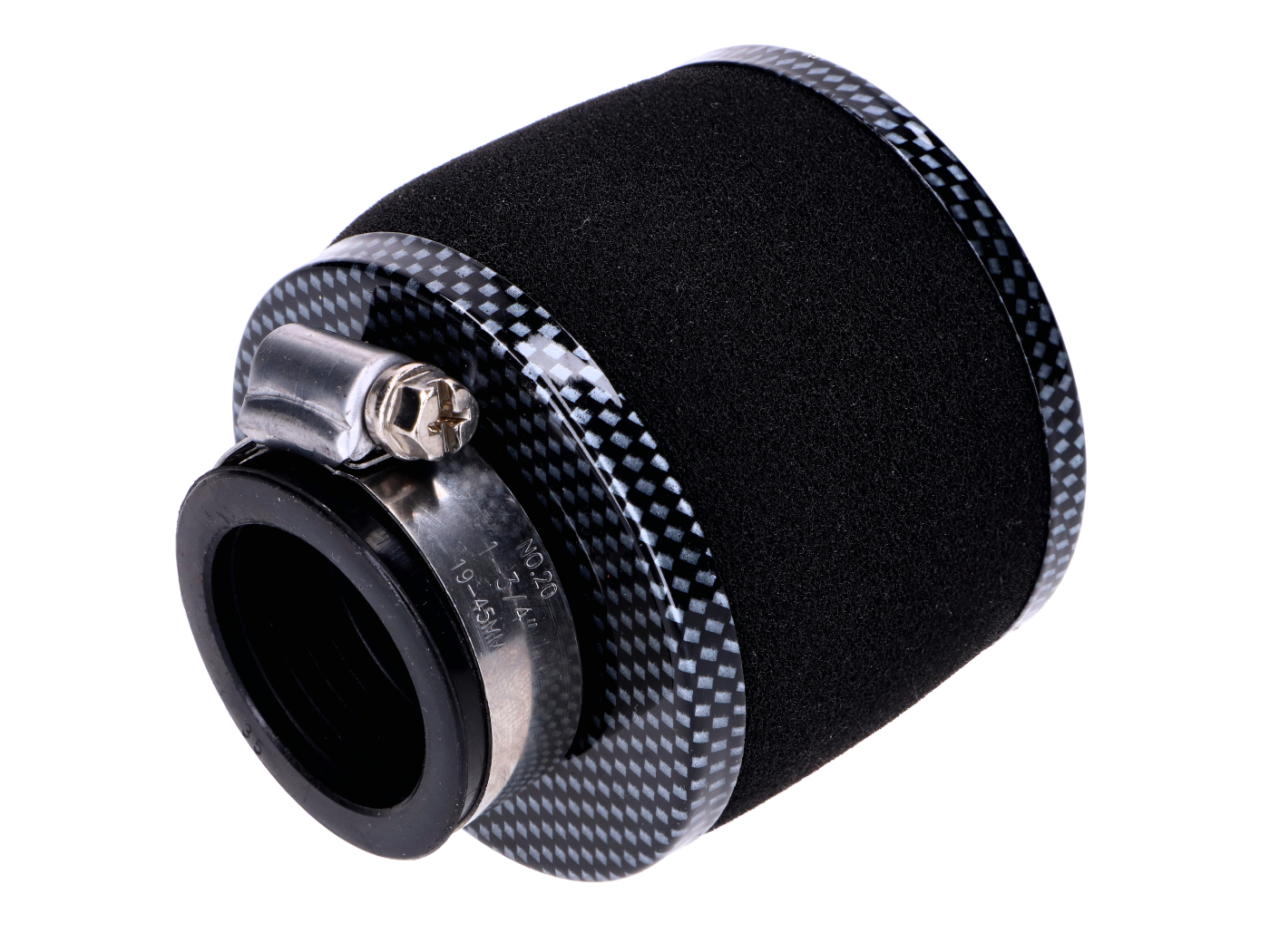 Diverse / Import Vzduchový filtr Powerfilter pěnový 35 mm 75x80 mm karbonový vzhled rovný pro Puch, Zündapp, Hercules, KTM, DKW, Simson MG00061113