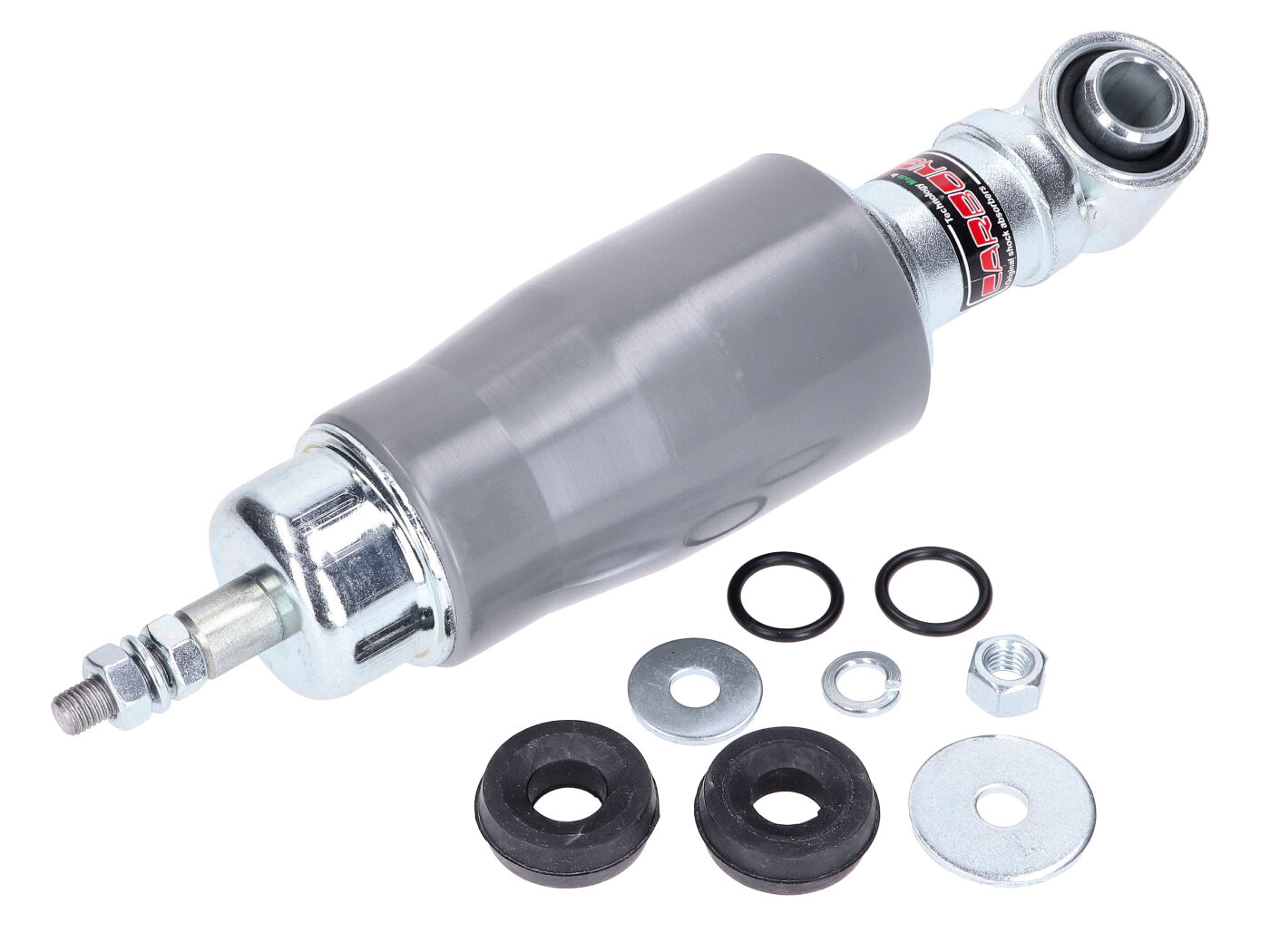 Přední tlumič Carbone šedý pro Piaggio, Vespa 50-90-125, Primavera ET3, PK50 55052