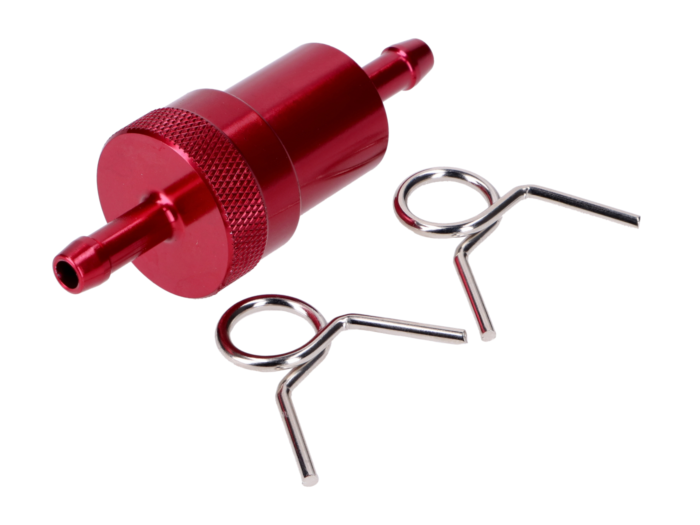 Diverse / Import Palivový filtr hliníkový červený 7 mm 77 mm pro Zündapp, Kreidler, Hercules, Puch, Miele MG00071298