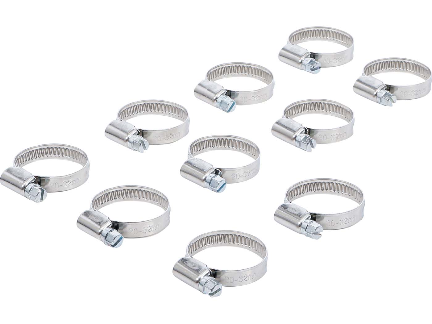 BGS technic Sada nerezových hadicových spon 22–32 mm 10 kusů
