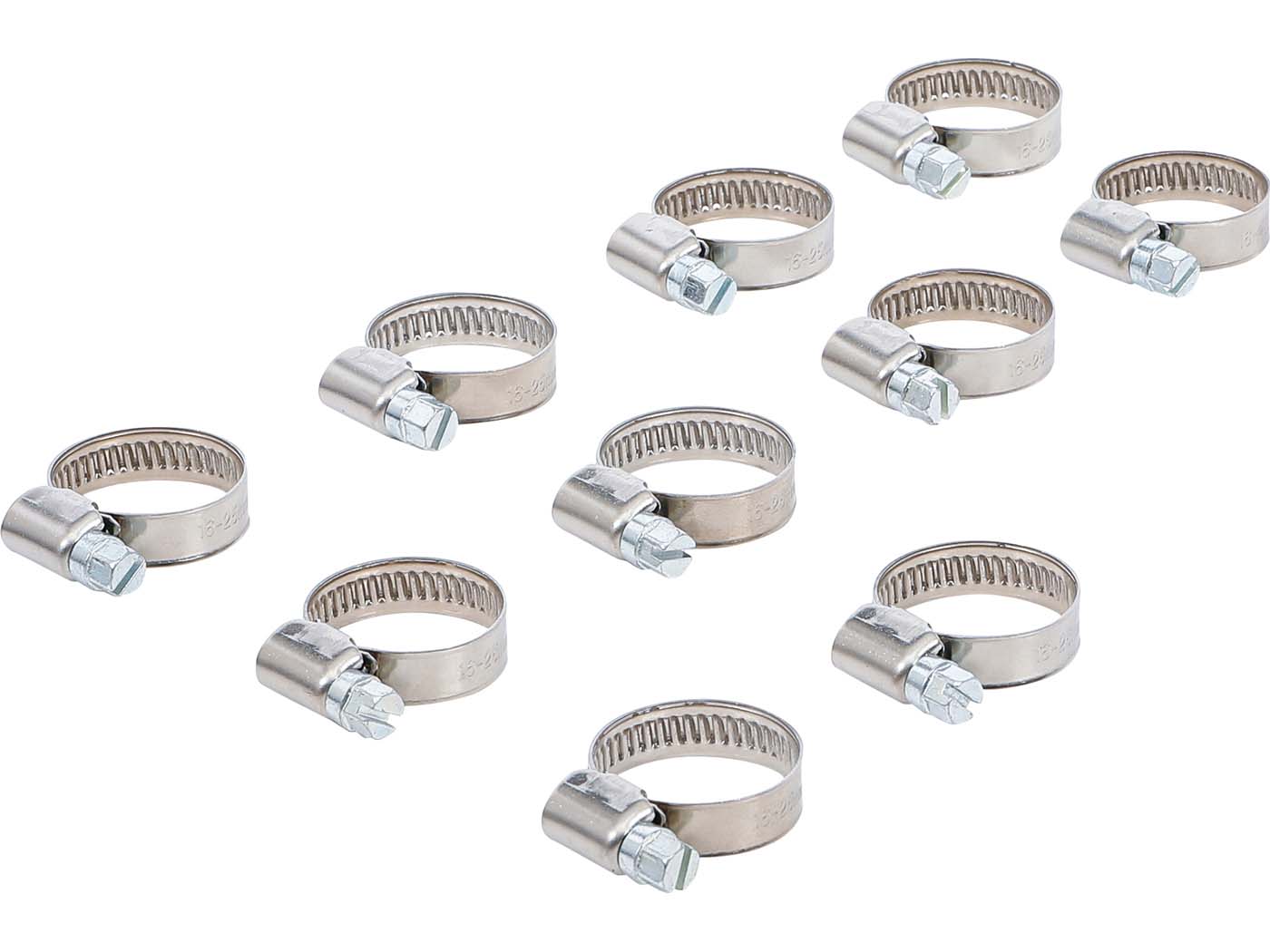 BGS technic Sada hadicových spon nerezová ocel 16–25 mm 10 ks