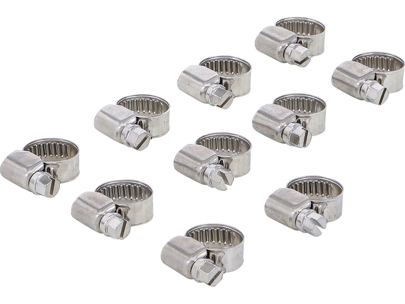 BGS technic Sada hadicových spon z nerezové oceli 10–16 mm, 10 kusů