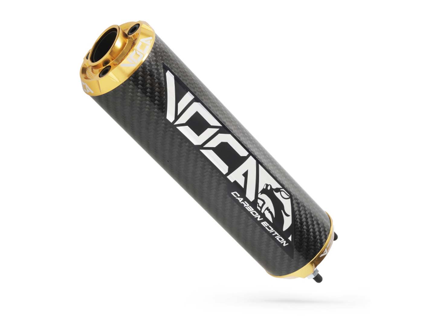 Voca Racing Zadní tlumič výfuku VOCA karbon - CNC koncové víčko zlaté VCR-RD30400/CAGO