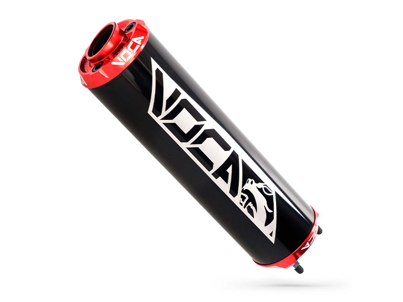 Voca Racing Zadní tlumič výfuku VOCA hliníkový černý - CNC koncovka červená VCR-RD30400/BKRE