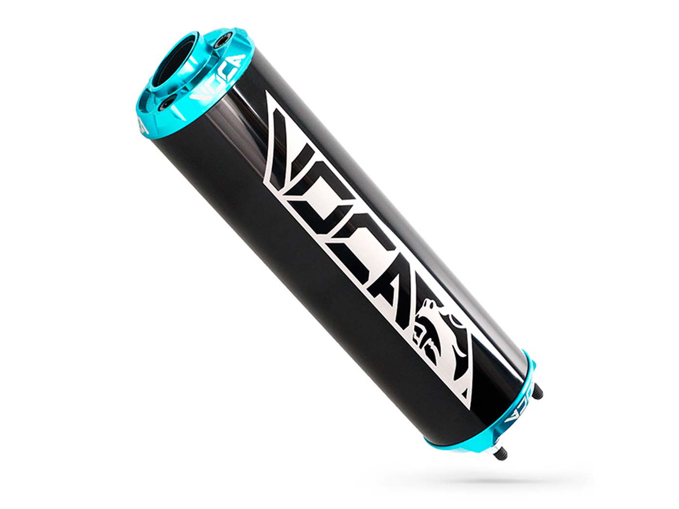 Voca Racing Zadní tlumič výfuku VOCA, hliníkový, černý – CNC koncovka světle modrá VCR-RD30400/BKCY