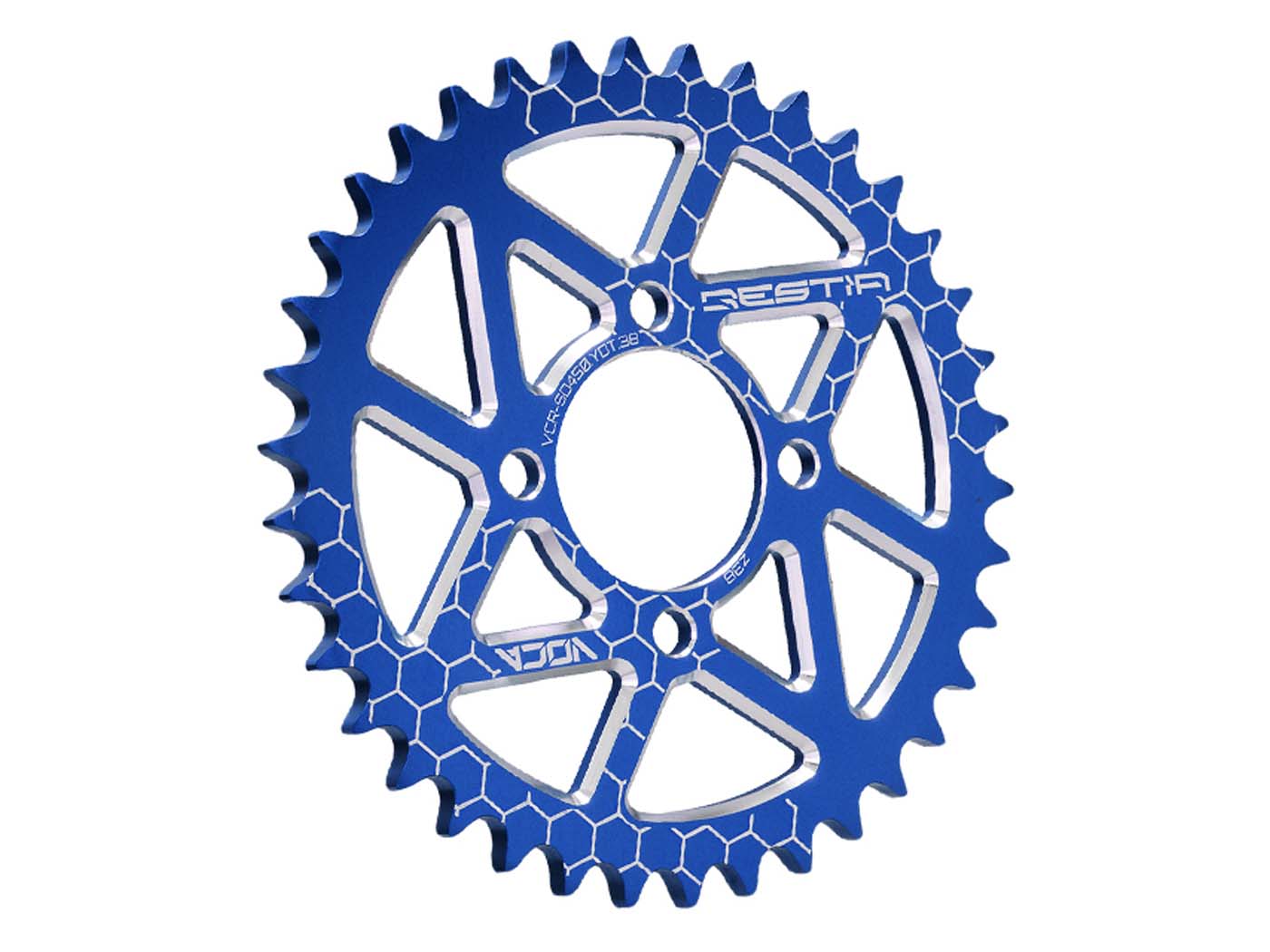 Voca Racing Rozeta Voca CNC 38 zubů 420 modrá pro Yamaha DT 50 VCR-SD450.YDT.38/BL