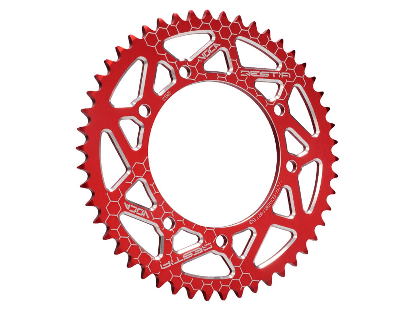 Voca Racing Rozeta Voca CNC 50 zubů 420 červená pro Derbi Senda, MRT VCR-SD450.MRT.50/RE