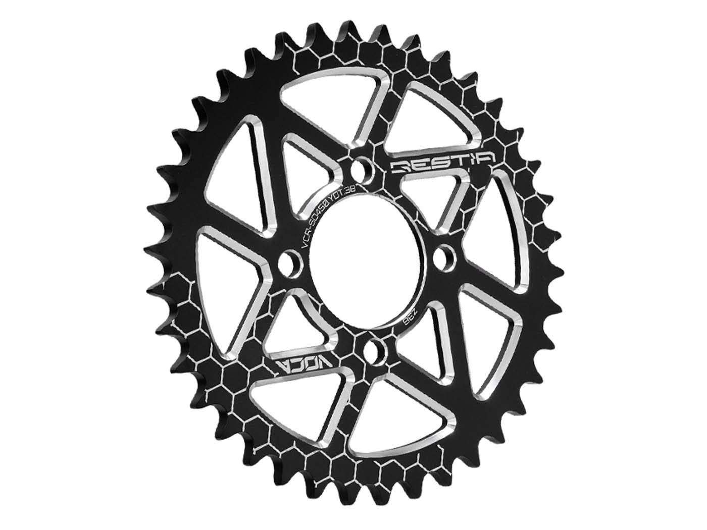 Voca Racing Rozeta Voca CNC 38 zubů 420 černá pro Yamaha DT 50 VCR-SD450.YDT.38/BK