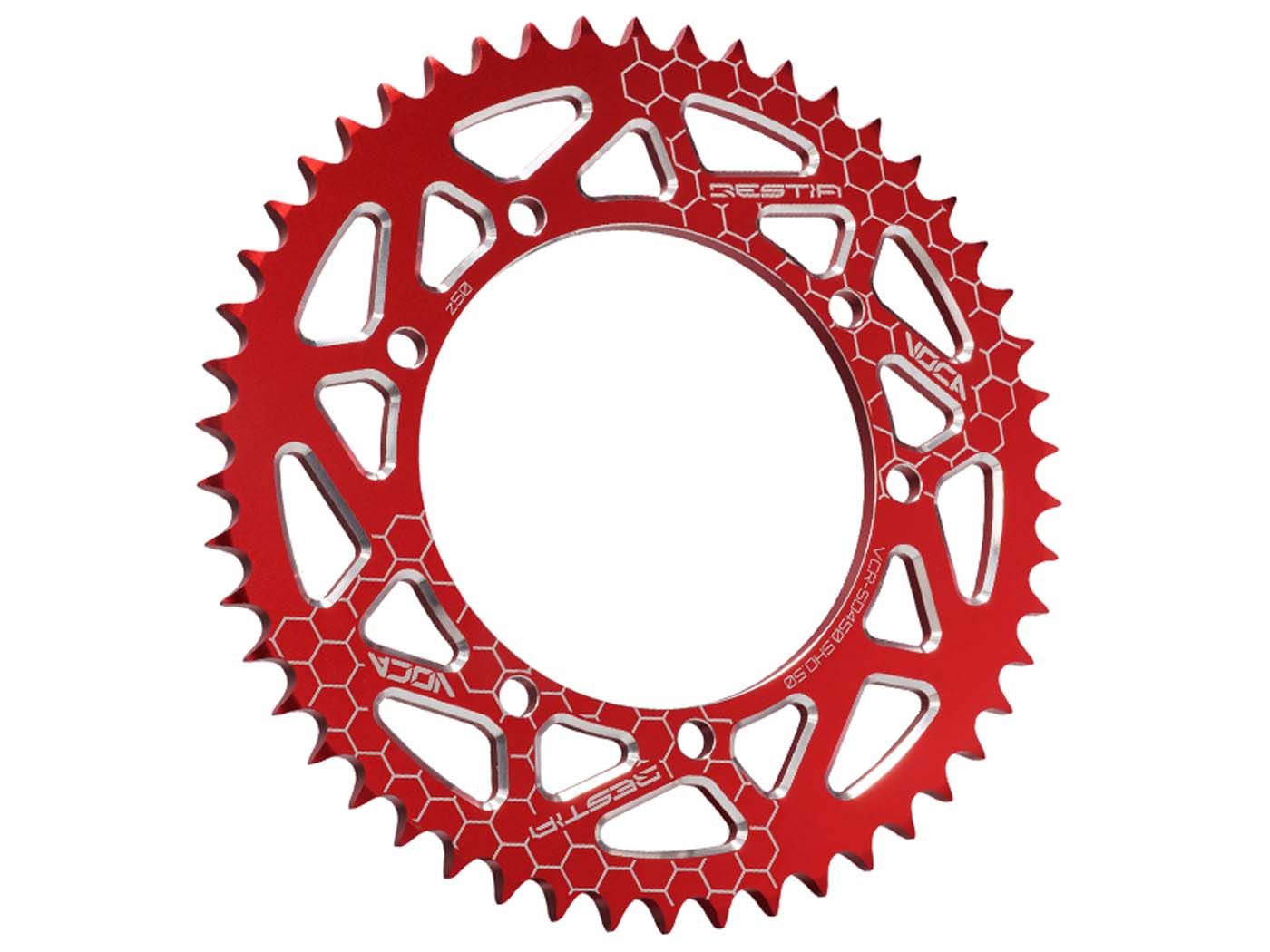 Voca Racing Rozeta Voca CNC 50 zubů 428 červená pro Sherco Enduro, SM VCR-SD450.SHO.50/RE