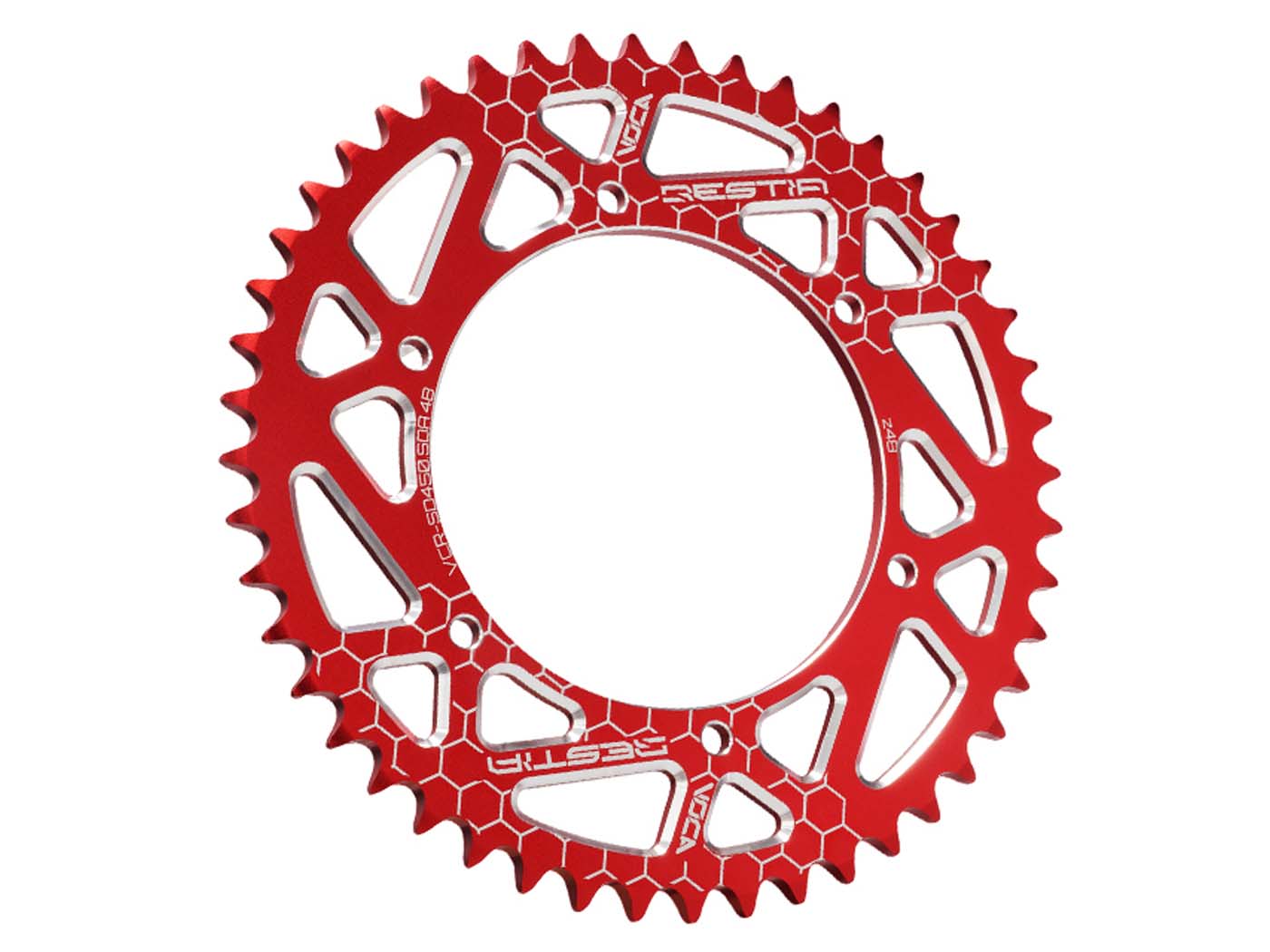 Voca Racing Rozeta Voca CNC 48 zubů 420 červená pro Derbi Senda SM, DRD VCR-SD450.SDA.48/RE