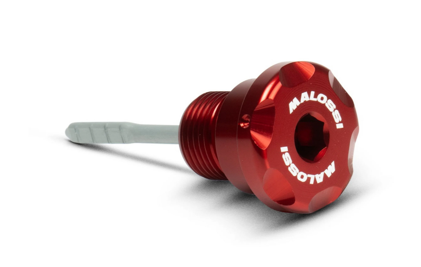 Měrka oleje CNC Malossi červená, Piaggio Leader, ​Quasar 125 - 300ccm 4T AC/​LC M20246BR